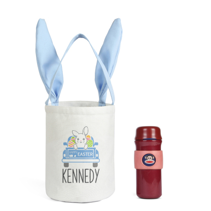Easter Bunny Tote Bag Personalised Name & Text Bucket Bag Bunny Truck Basket Gifts For Kids-Jessemade AU