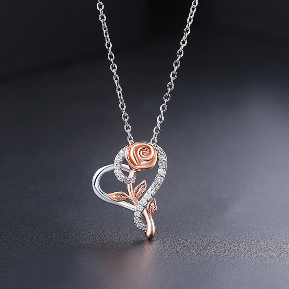 Jessemade Silver Colour Rose Necklace-Jessemade AU