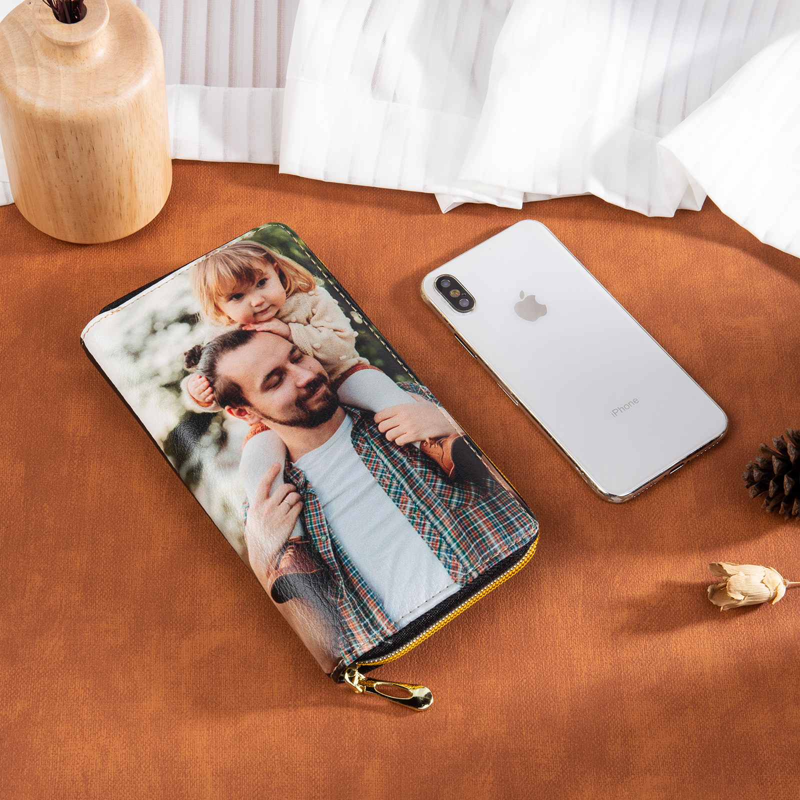 "You are My Sunshine",Personalised Dream Catcher Leather Wallet Engraved 1 Photo Zip Wallet Long Purse Gifts for Her-Jessemade AU