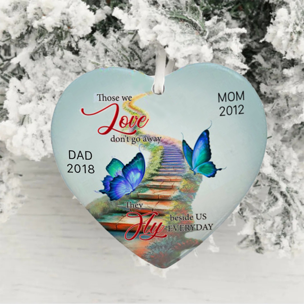Personalised Heart Butterfly Ornament Custom Names Don't Go Away Memorial Ornament-Jessemade AU