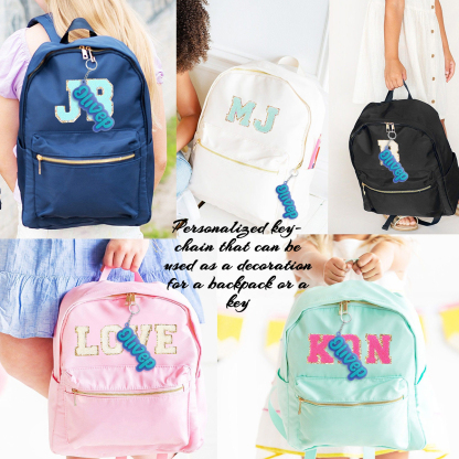 Customise 1 Name Keychain Blue Keychain Back to School Gifts for Kids-Jessemade AU