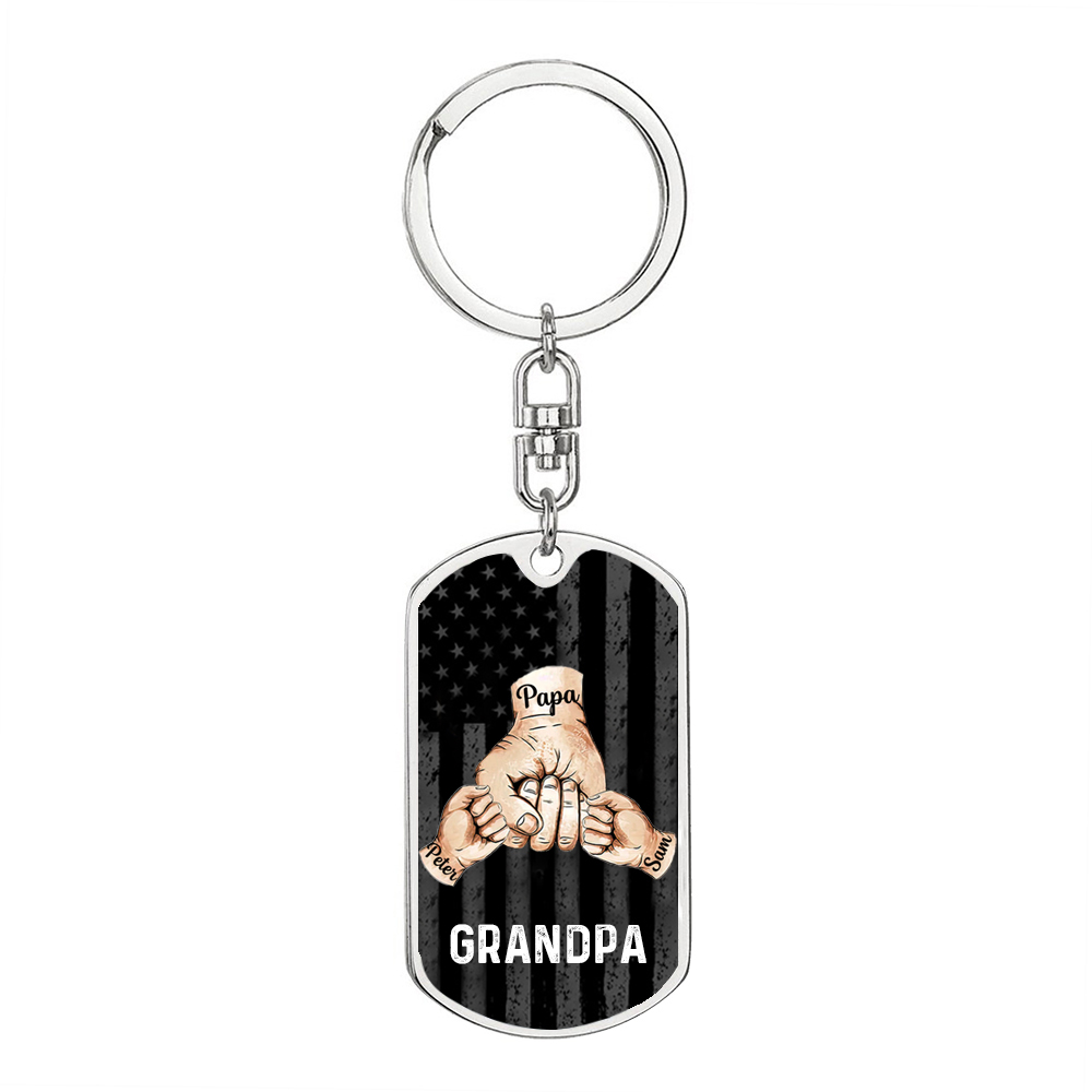Personalised Fist Bump Keychain Engrave 3 Names For Father/Grandpa-Jessemade AU