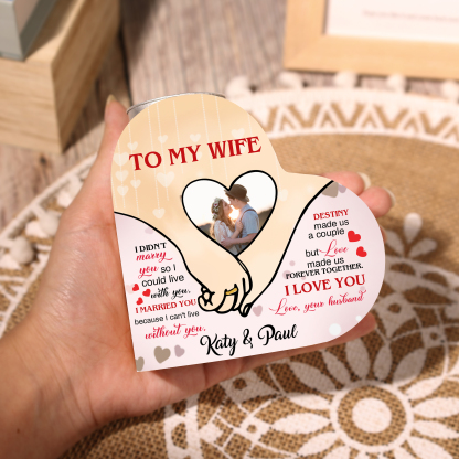 Personalised Love Couple Heart Candle Holder Engrave Photo Wooden Candlesticks Valentines Gift-Jessemade AU