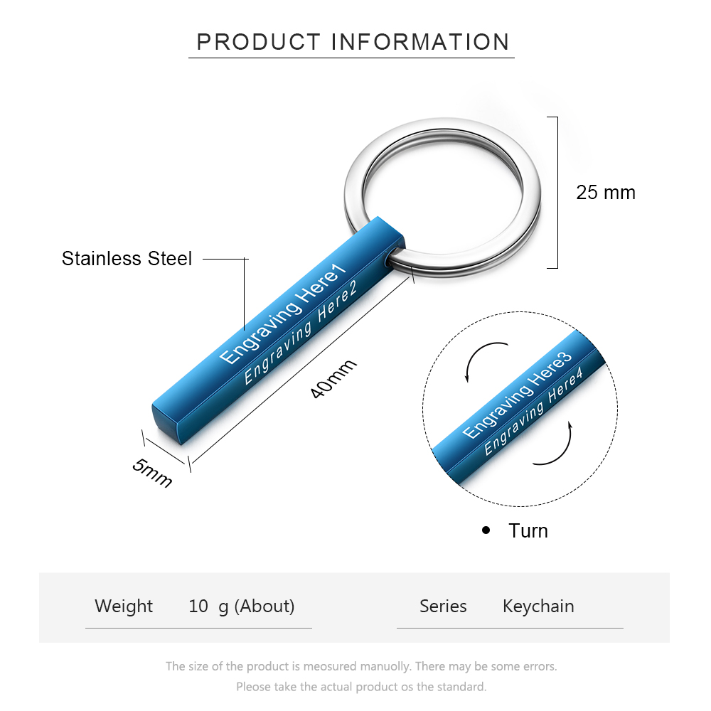Personalised Stainless Steel Keychain Customised 4 Texts Keyring Gift for Him/Her-Jessemade AU