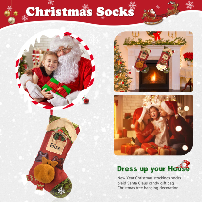 Personalised Christmas Stockings Ornaments Custom 1 Name Christmas Sock Gifts for Family Friends-Jessemade AU