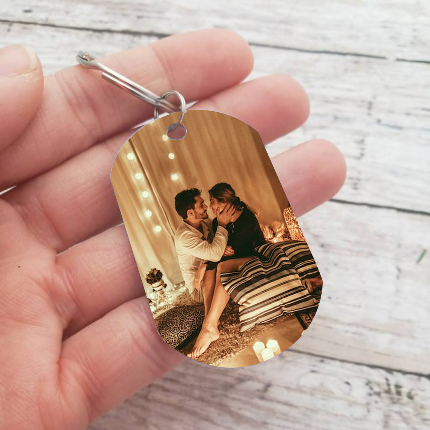 To My Love/Man Couple Keychain Customised Photo Stainless Steel Keyring Valentine's Day Gift for Couples-Jessemade AU