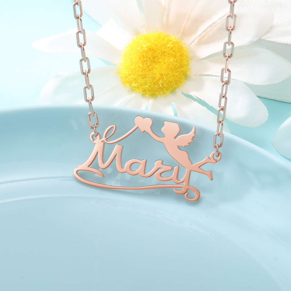 Personalised Angel Necklace Custom 1 Name Necklace Gift For Women-Jessemade AU