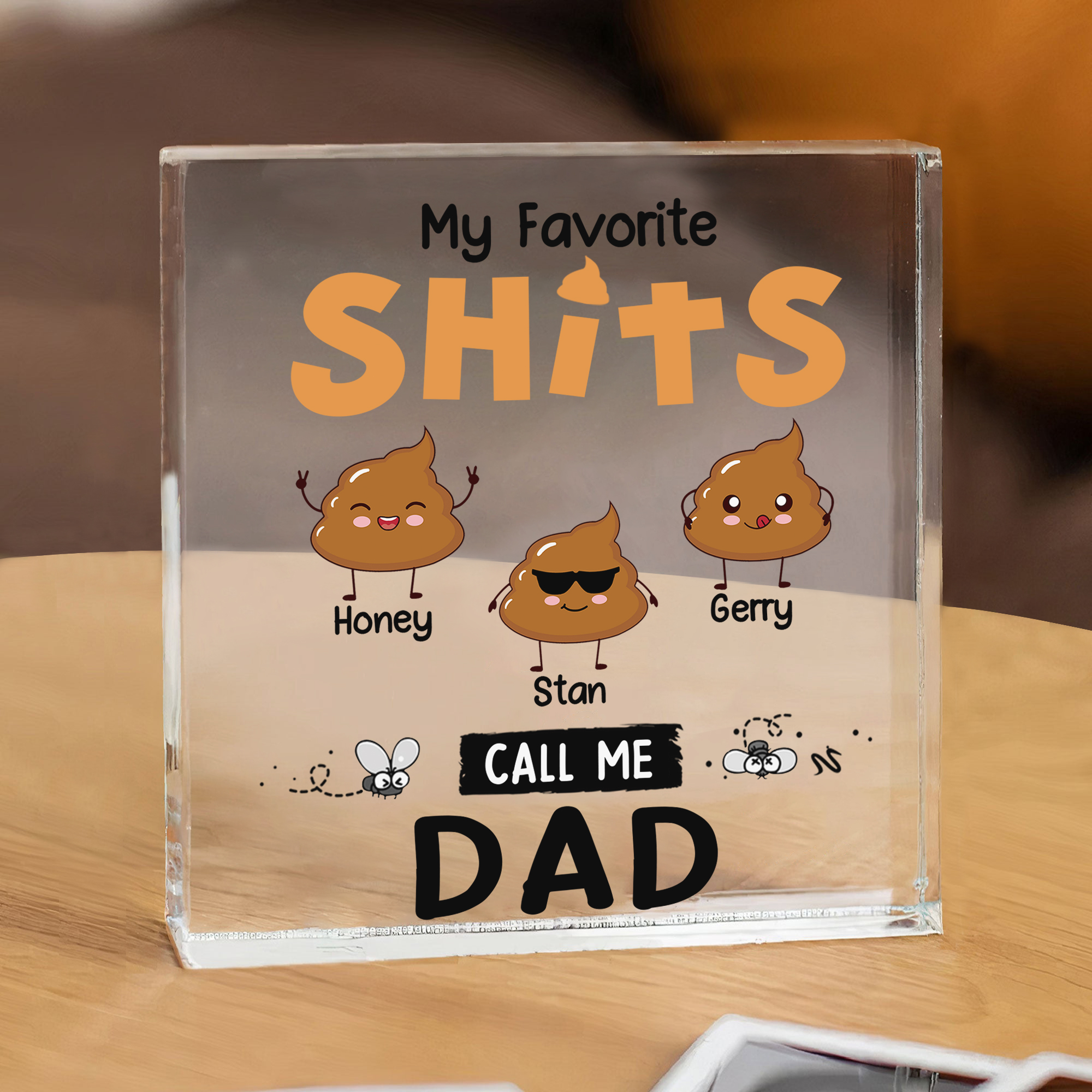 3 Names - Personalised Acrylic Square Keepsake Funny Rectangle Plaque Father's Day Creative Gift for Dad-Jessemade AU