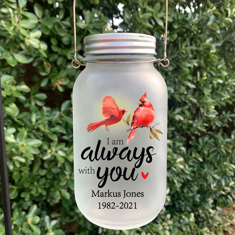 Memorial Jar Night Light "I Am Always With You" Red Robin Memorial Bottle Solar Light-Jessemade AU