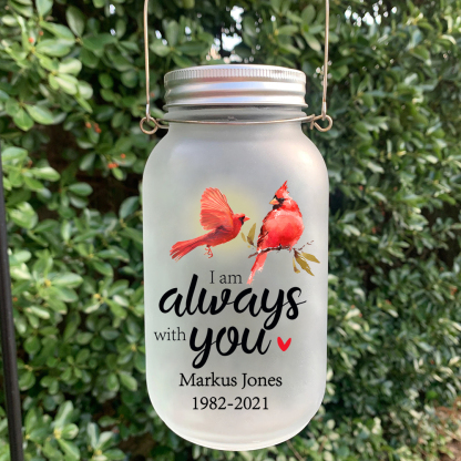 Memorial Jar Night Light "I Am Always With You" Red Robin Memorial Bottle Solar Light-Jessemade AU