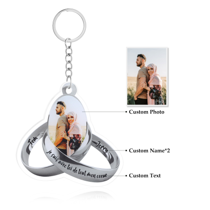 Personalised Acrylic Couple Keychain Customised Name & Text & Photo Keychain Valentine's Day Gift for Couples-Jessemade AU