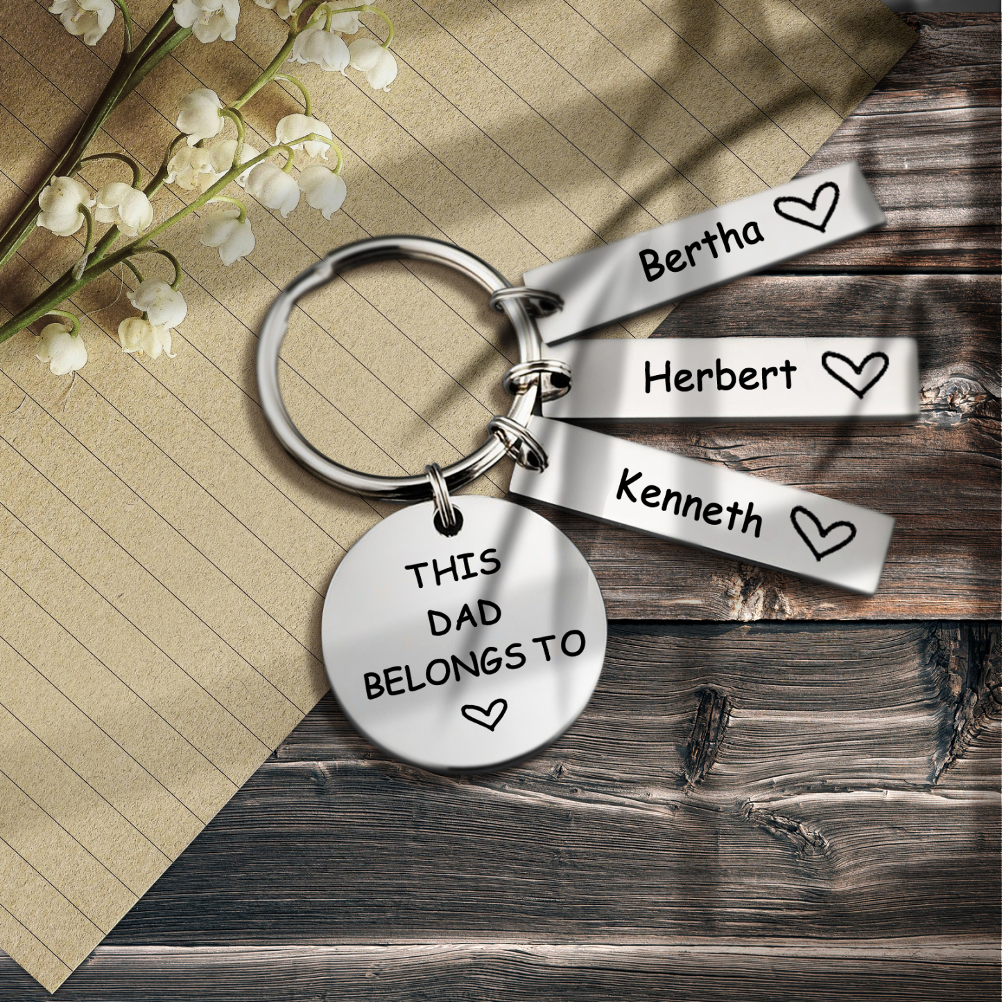 3 Names - Personalised Name Keychain Stainless Steel Keychain Special Gift for Mummy/Dad-Jessemade AU