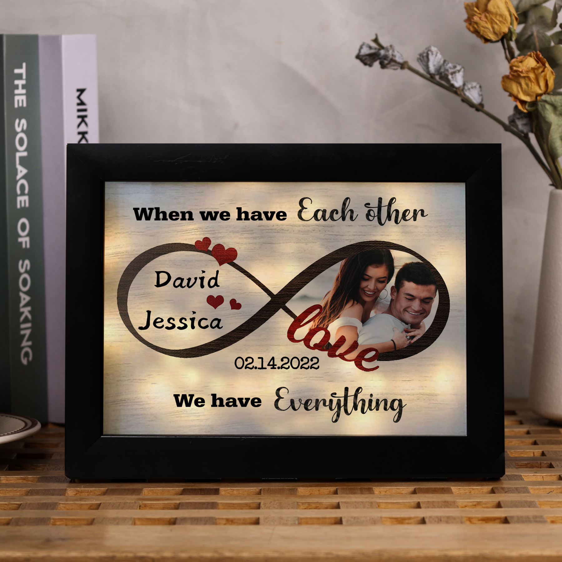 Personalised Photo Frame Custom 2 Names & Date Frame With Night Light Anniversary Gift For Her/Him - When We Have Each Other, We Have Everything-Jessemade AU