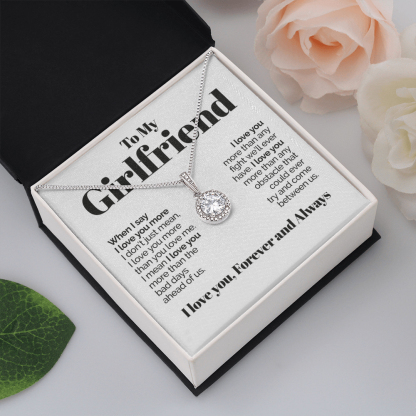 To My Girlfriend Necklace Round Pendant Necklace Valentine's Day Gift for Her - I Love You Forever and Always-Jessemade AU