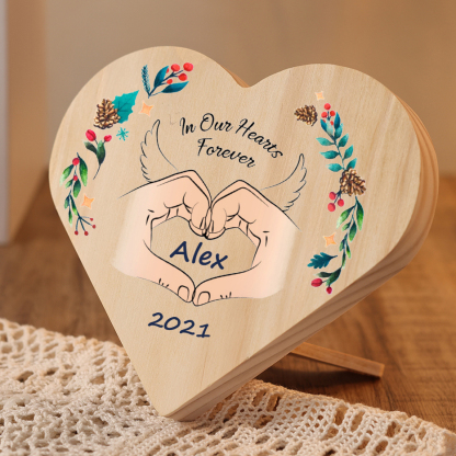 In Our Hearts Forever Memorial Wooden Heart Keepsake Desktop Ornament-Jessemade AU