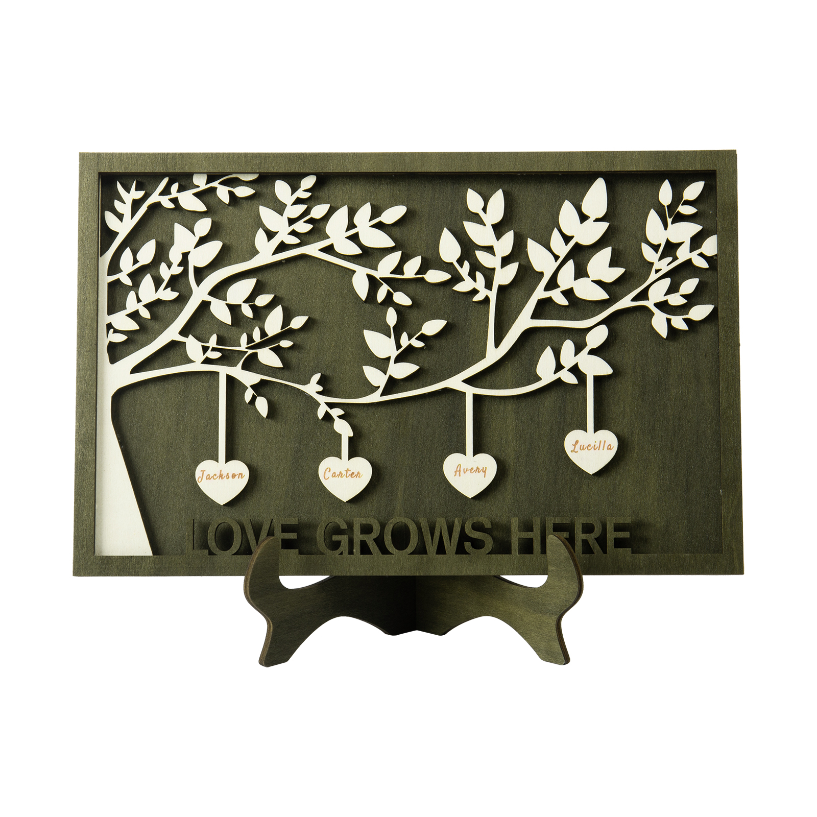 Family Tree Wood Frame Personalised Family Tree Sign Engrave 4 Names Keepsake Gifts-Jessemade AU