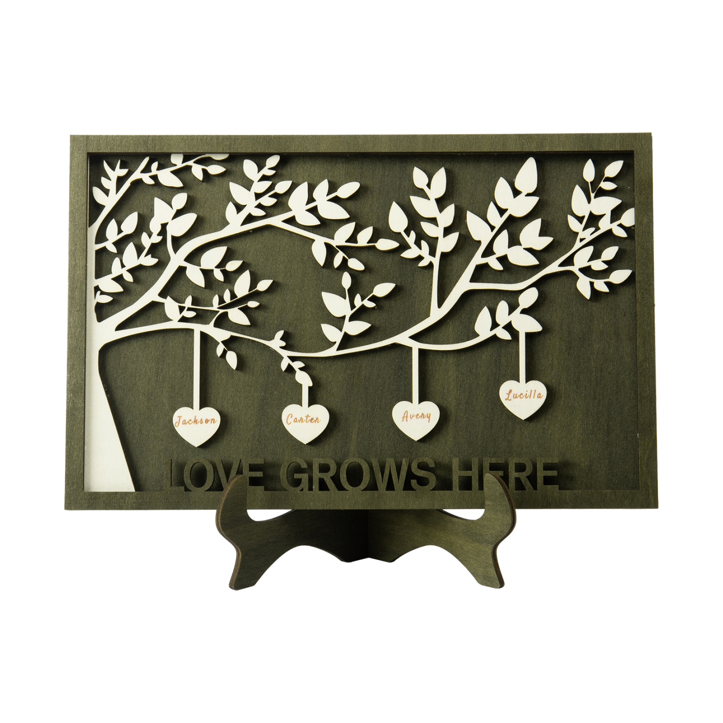 Family Tree Wood Frame Personalised Family Tree Sign Engrave 4 Names Keepsake Gifts-Jessemade AU