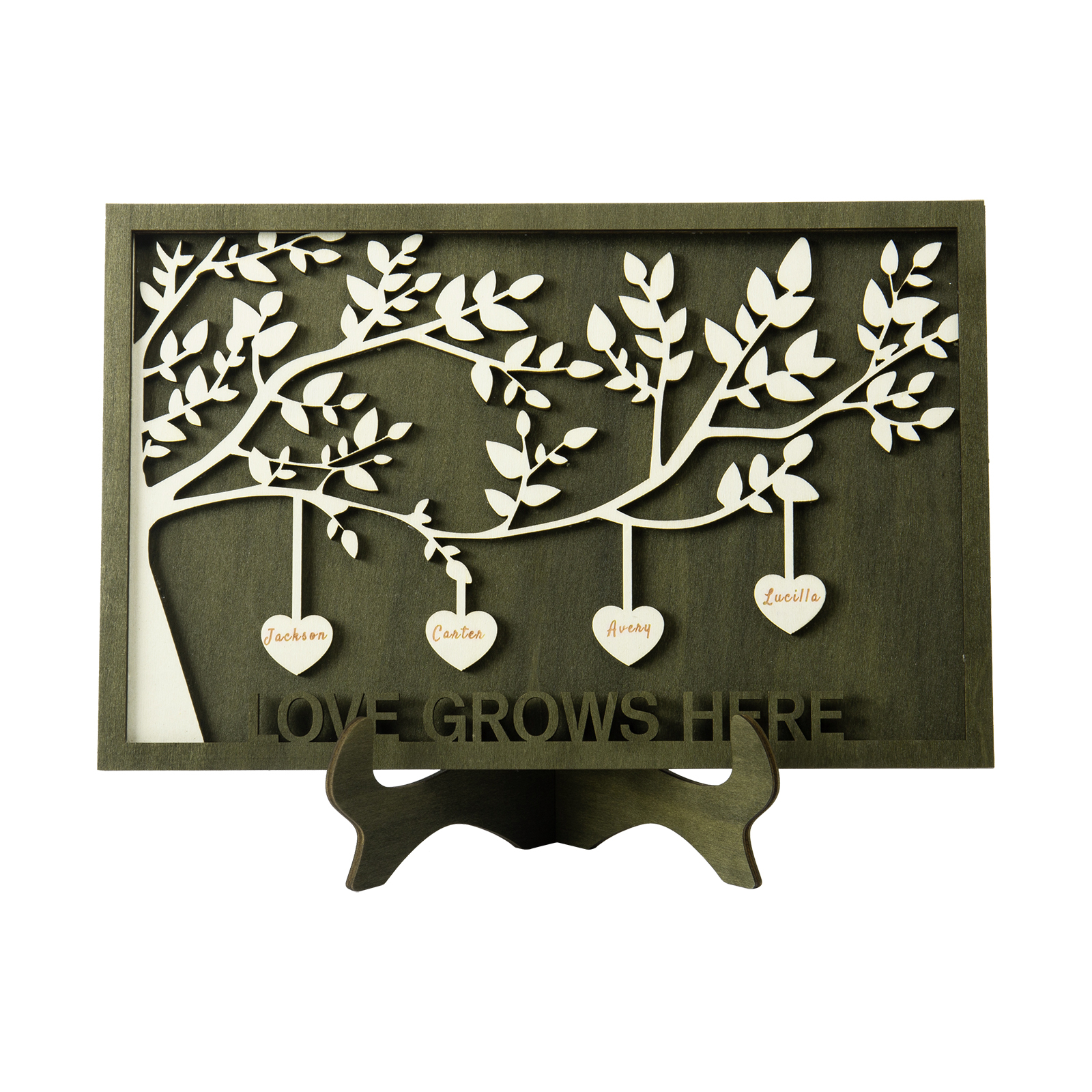 Family Tree Wood Frame Personalised Family Tree Sign Engrave 4 Names Keepsake Gifts-Jessemade AU
