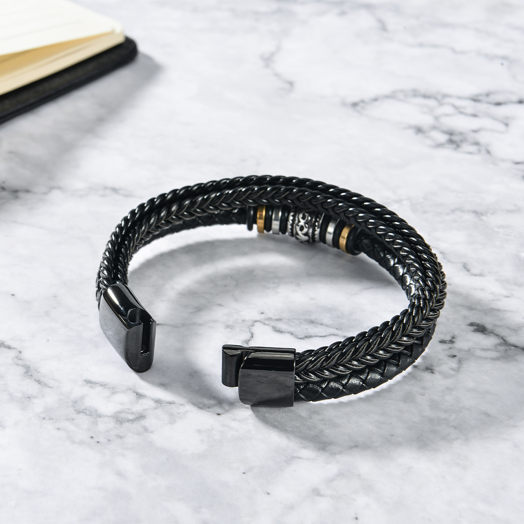 To My Man Leather Braided Bracelet - I Love You Forever And Always-Jessemade AU