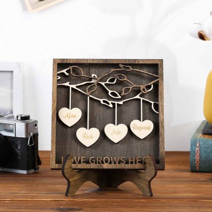 Custom Family Tree Sign Engrave 4 Names Wooden Family Frame Home Decor-Jessemade AU