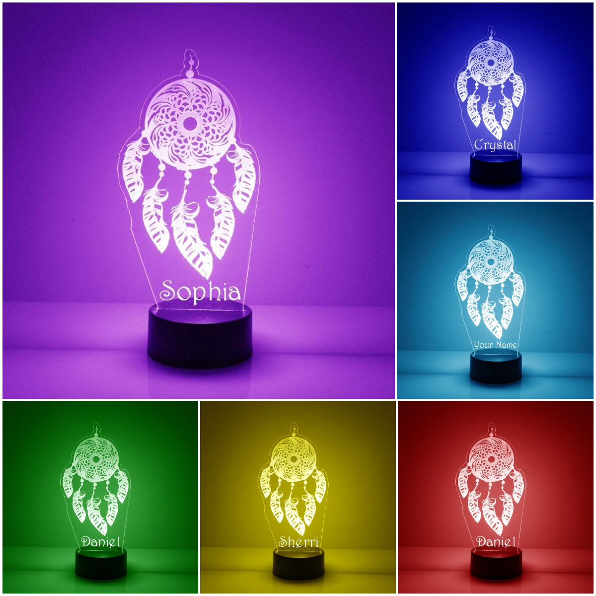 Dream Catcher LED Night Light 7 colour Discoloured Lamp Custom Name Home Decoration Gifts-Jessemade AU