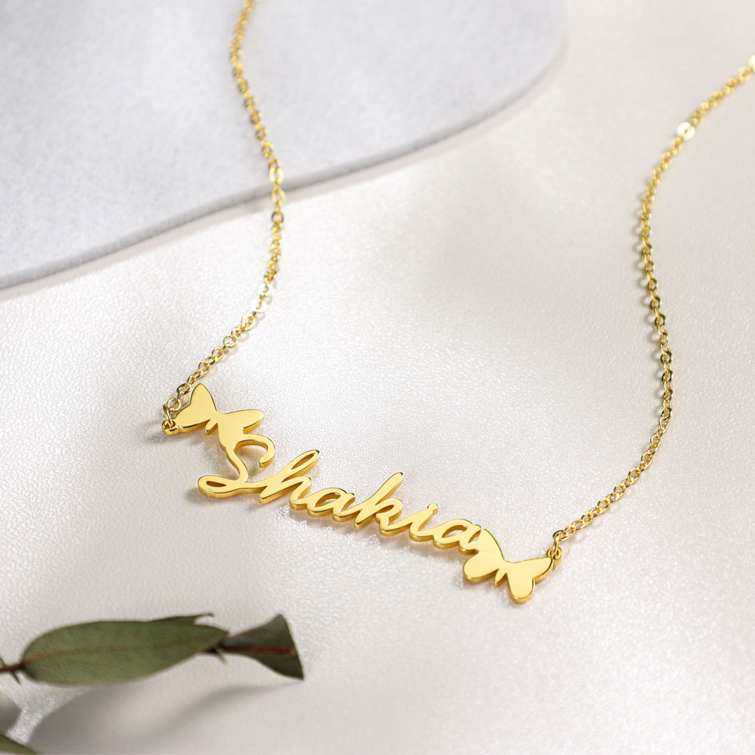 Personalised Butterfly Necklace Custom 1 Name Necklace Gift For Women-Jessemade AU