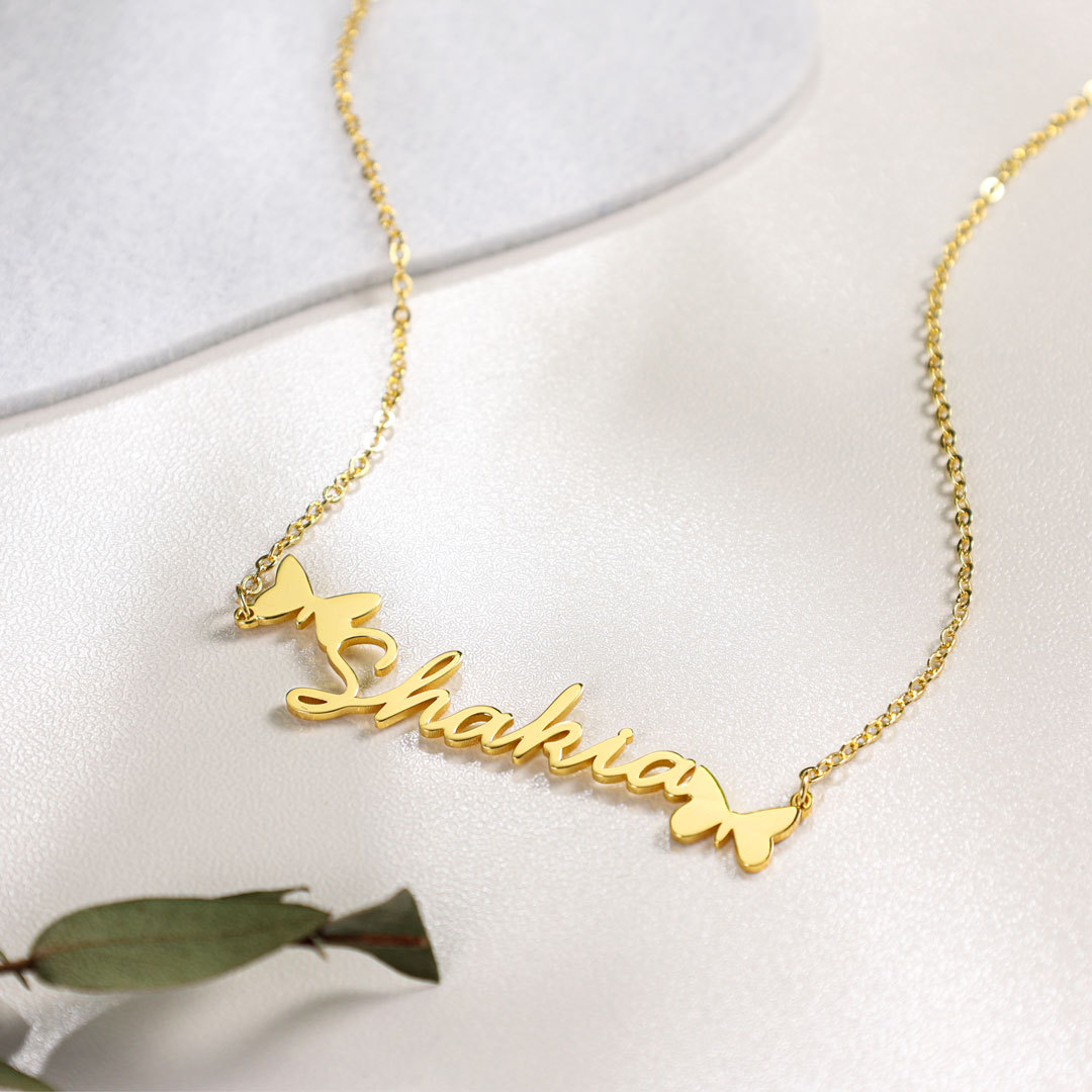 Personalised Butterfly Necklace Custom 1 Name Necklace Gift For Women-Jessemade AU