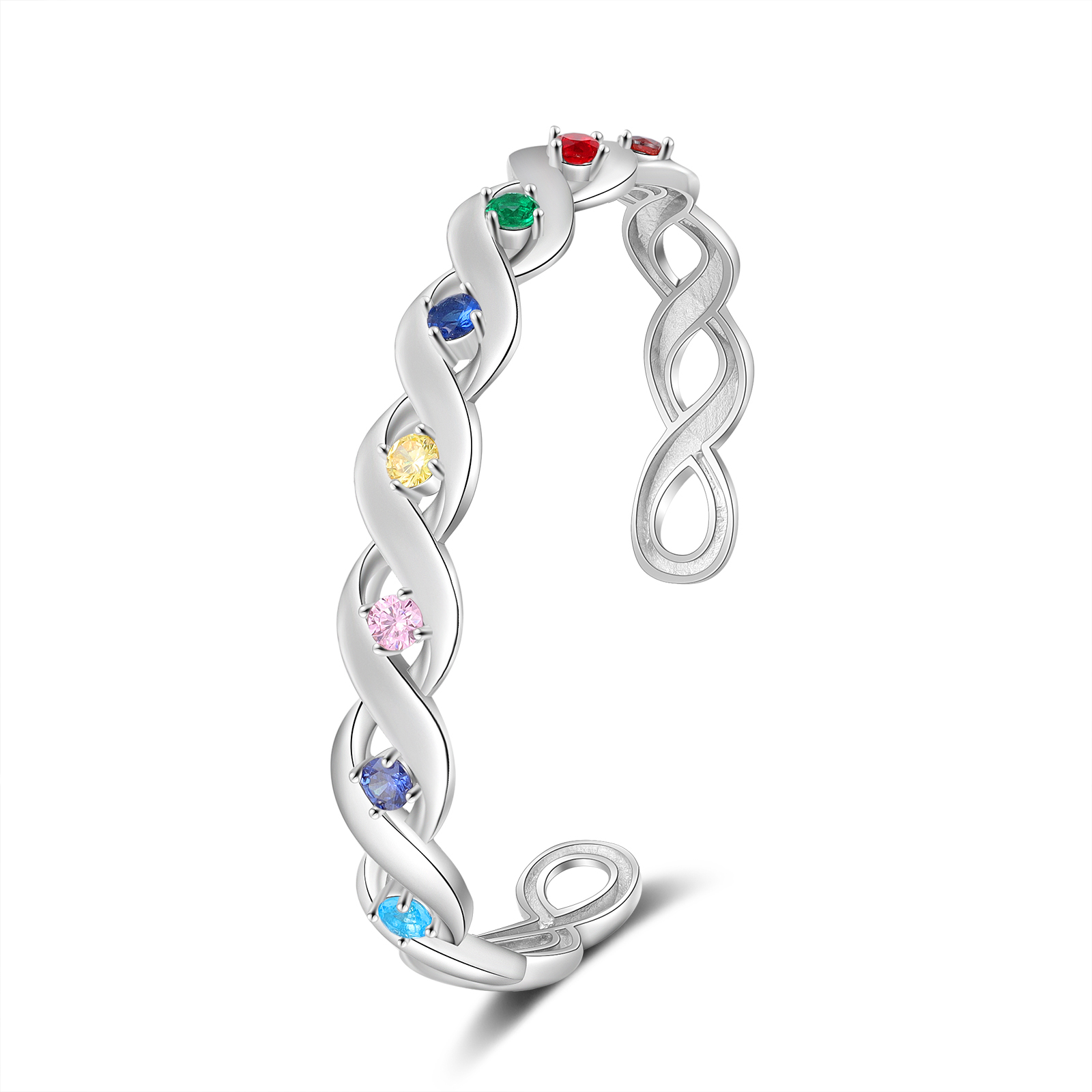 Personalised Spiral Chain Bracelet With 8 Birthstones Custom Names Bracelet Gift For Women-Jessemade AU