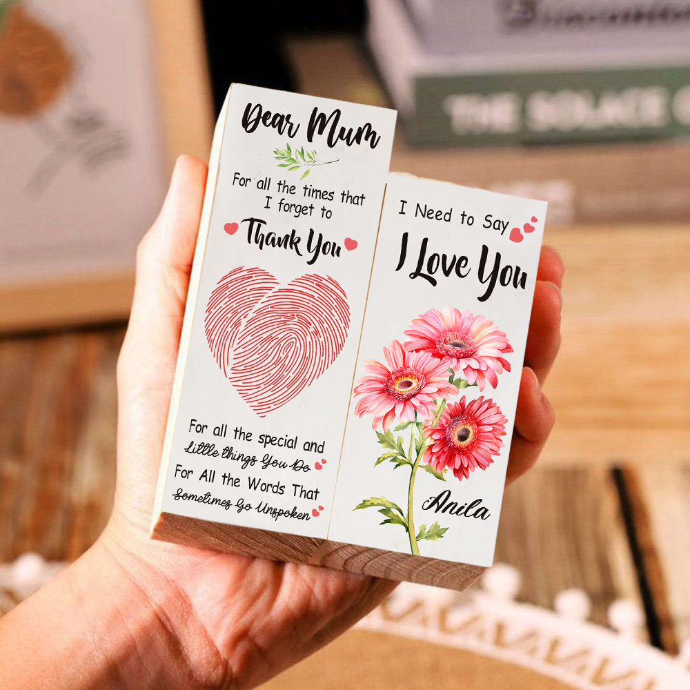 Dear Mum Candle Holder Custom Name Wooden Candlestick - For All The Times That I Forget To Thank You-Jessemade AU