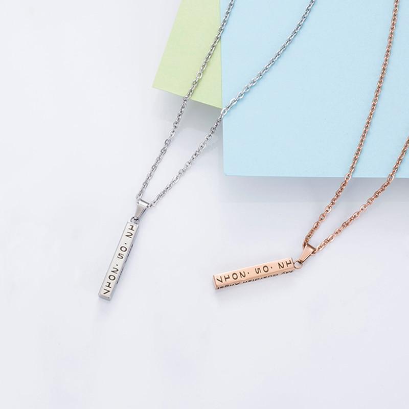 Personalised 4 Sides 3D  Vertical Bar Necklace-Jessemade AU