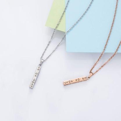 Personalised 4 Sides 3D  Vertical Bar Necklace-Jessemade AU