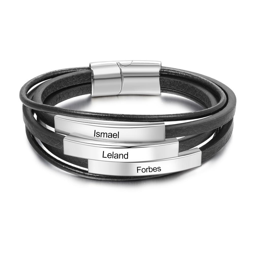 Customised Multiple Layers Bracelets for Men Personalised Engraved Bracelet ID Wristband-Jessemade AU