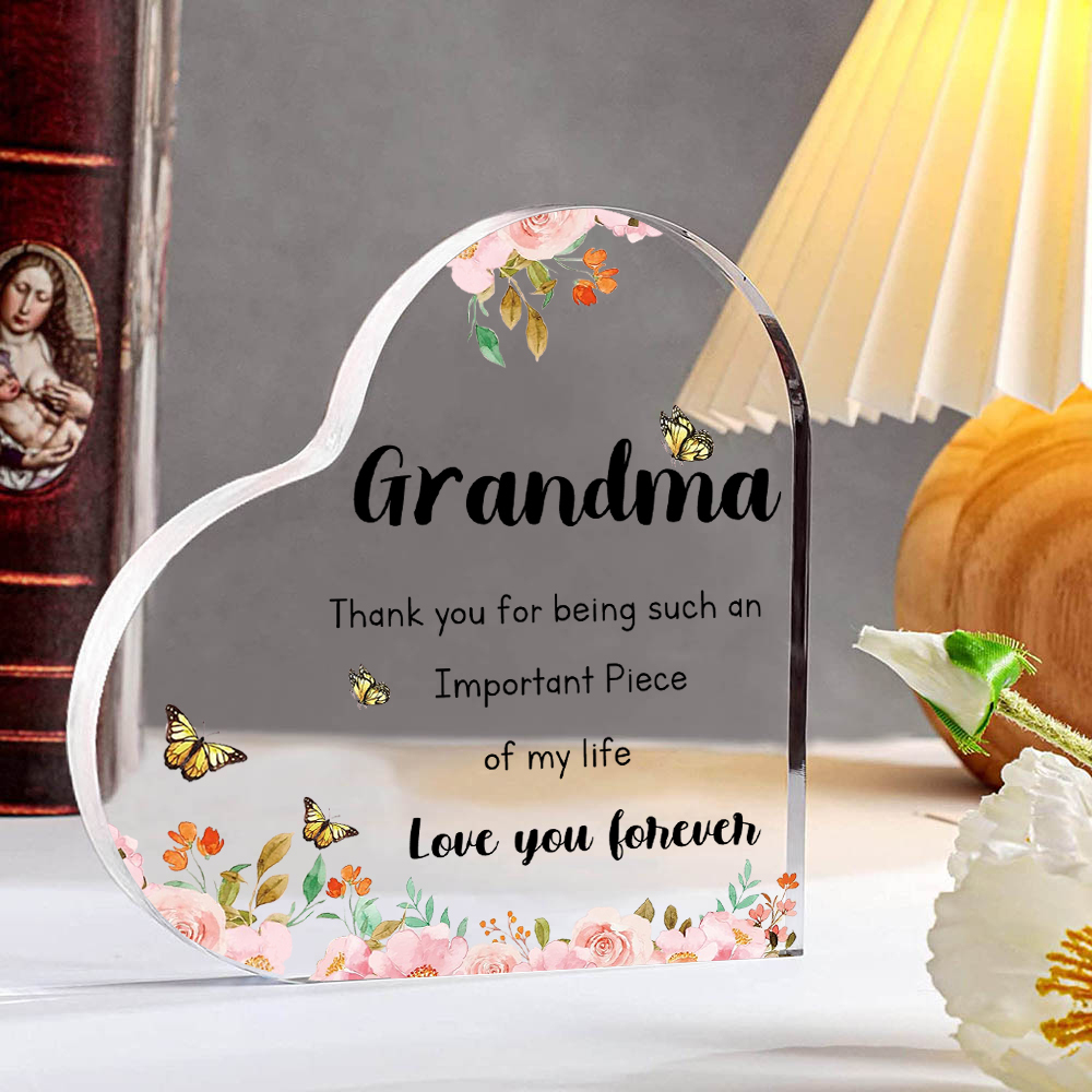 Grandma Gifts from Grandchildren Acrylic Heart Keepsake for Grandma - Grandma Love you forever-Jessemade AU