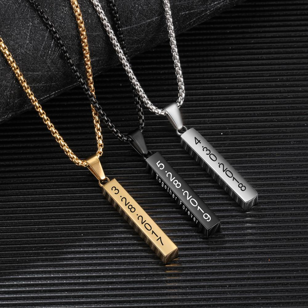 To My Dad Man Vertical Bar Necklace Personalised 4 Side 3D Bar Necklace Father's Day Gift-Jessemade AU