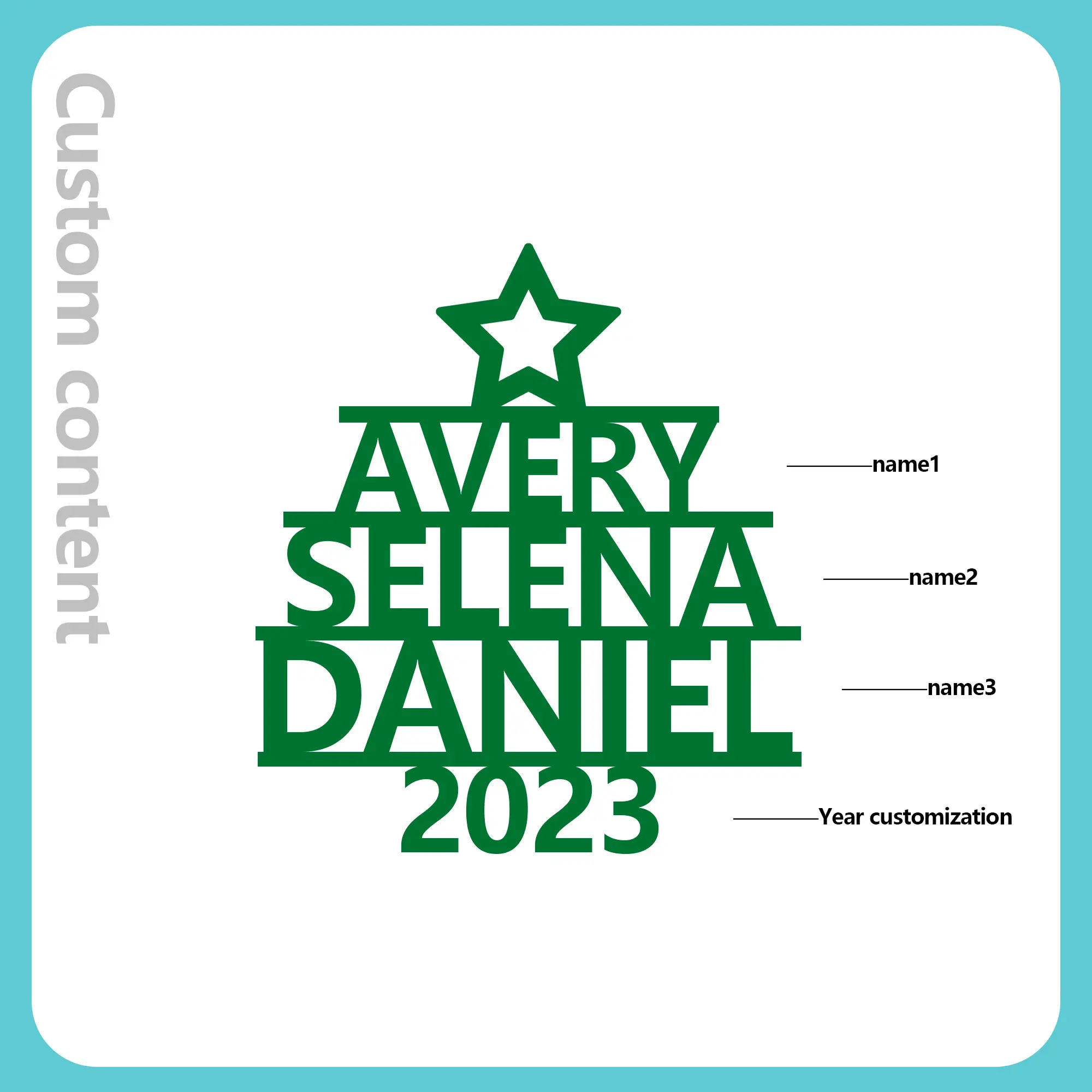 3 Names - Personalised Christmas Tree Ornaments Customised Name Xmas Wooden Decor Gifts for Family Friends-Jessemade AU