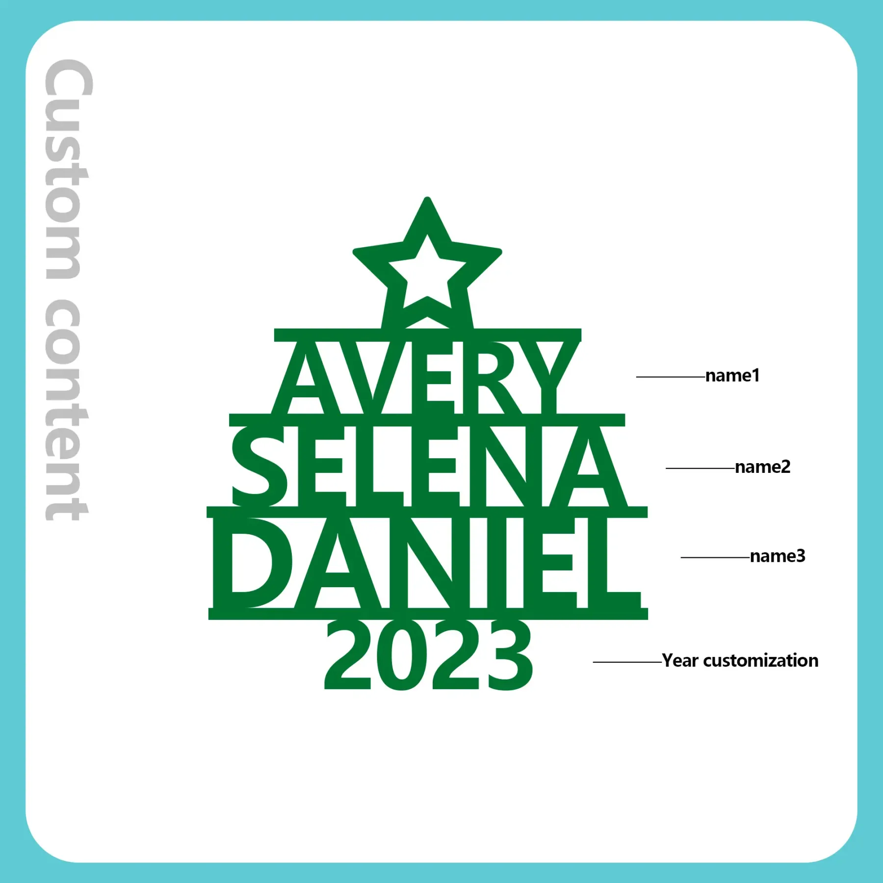 3 Names - Personalised Christmas Tree Ornaments Customised Name Xmas Wooden Decor Gifts for Family Friends-Jessemade AU