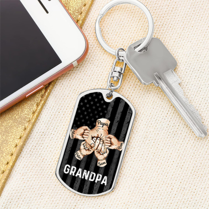 Custom Fist Bump Keychain Engrave 5 Names For Father/Grandpa-Jessemade AU