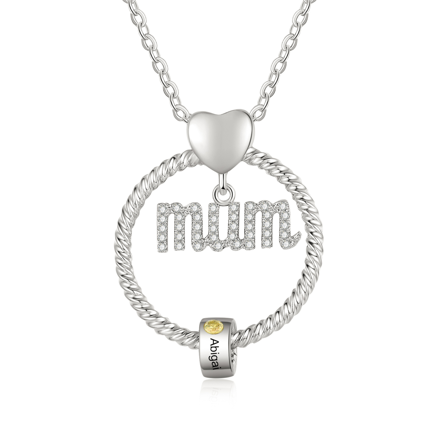 1 Name - Personalised Mum Circle Pendant Necklace Custom Name & Birthstone Necklace Gifts For Mum