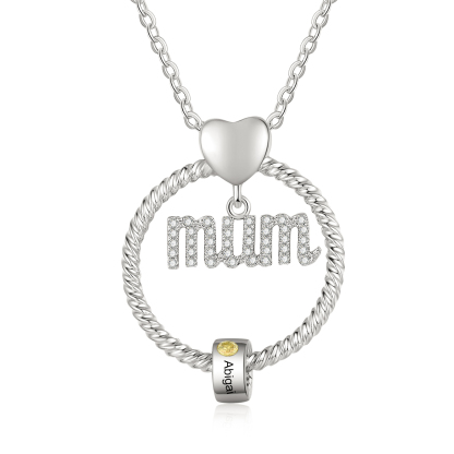 1 Name - Personalised Mum Circle Pendant Necklace Custom Name & Birthstone Necklace Gifts For Mum