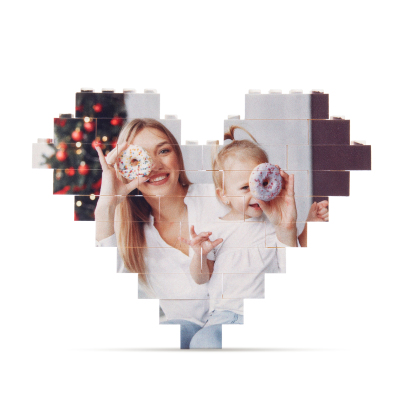 Customised Heart Shape Building Blocks Puzzle Personalised Photo Brick Square Shape Puzzle Kids Couple BBF Family Gift-Jessemade AU