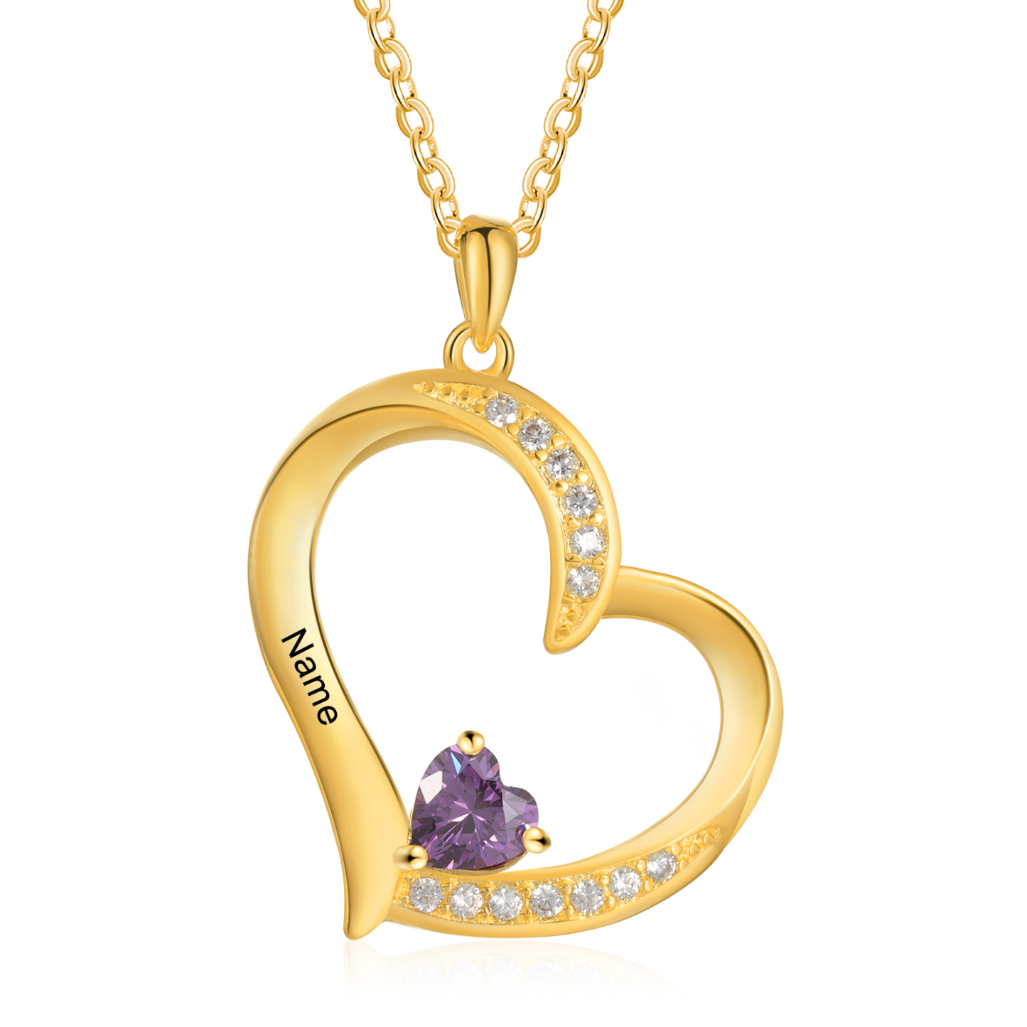 1 Name - Personalised Heart Pendant Necklace Customised Names & Birthstones Necklace Birthday Gift for Her-Jessemade AU