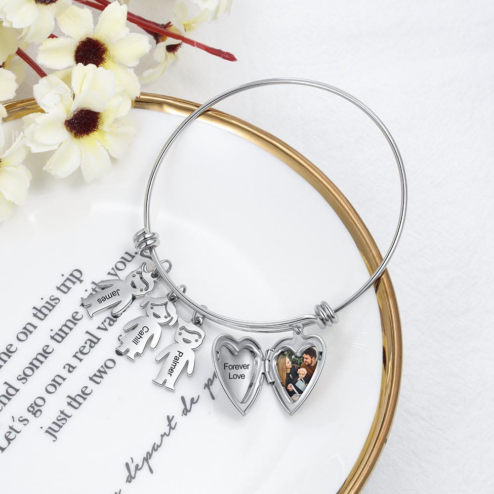 Personalised Heart Photo Locket Bracelet Custom Photo Bracelet Gifts For Mother-Jessemade AU