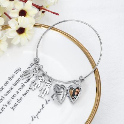 Personalised Heart Photo Locket Bracelet Custom Photo Bracelet Gifts For Mother-Jessemade AU