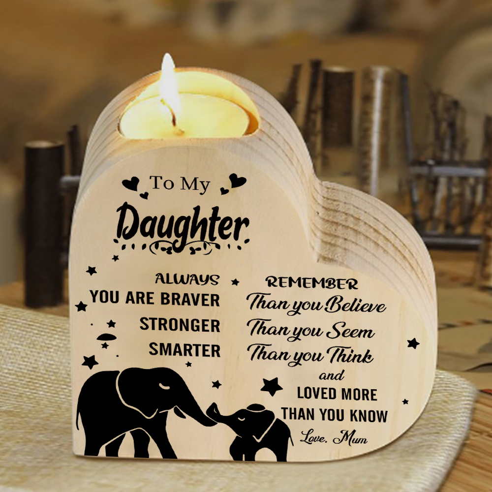 To My Daughter Wooden Heart Candle Holder "Loved More Than You Know"-Jessemade AU