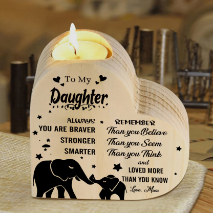 To My Daughter Wooden Heart Candle Holder "Loved More Than You Know"-Jessemade AU