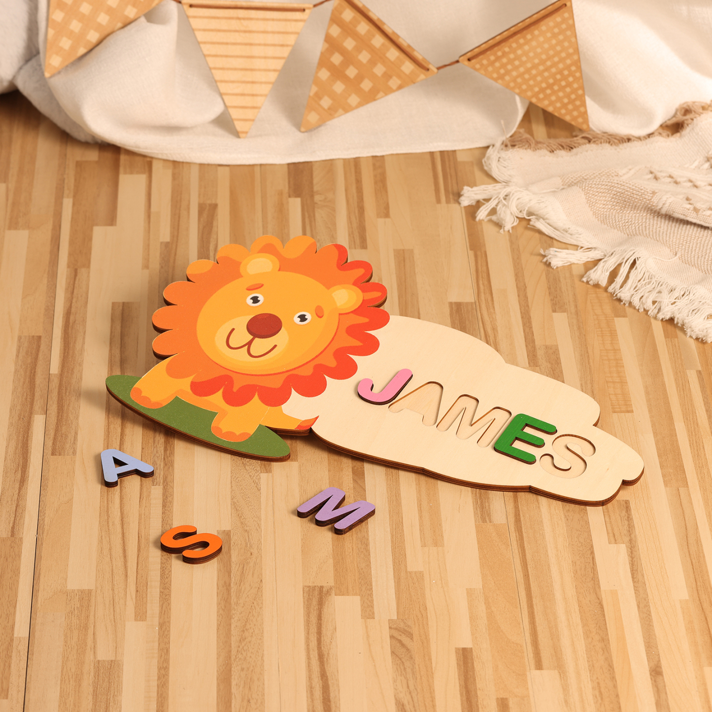 Customised Lion Kid's Wooden Name Puzzle Toy for Toddlers Early Learning Child Toy-Jessemade AU