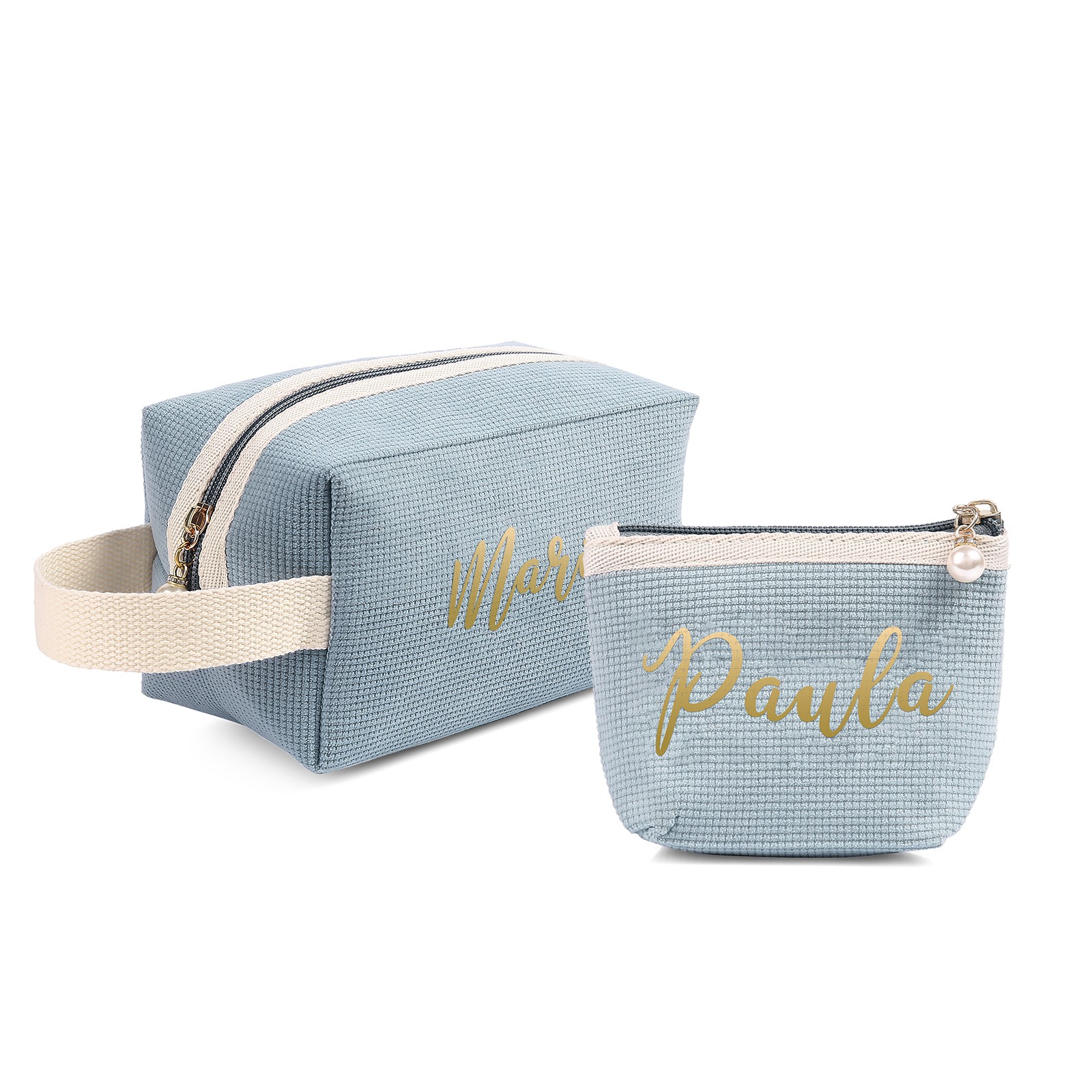 A Set Personalised Name Cosmetic Bag Custom Makeup Bag Zipper Storage Bag Gifts for Ladies Girls-Jessemade AU