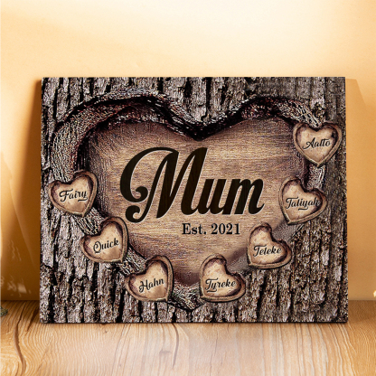 7 Names - Personalised Mum Wooden Plaque Custom Date & Names Home Decoration Hearts Gift for Mother-Jessemade AU