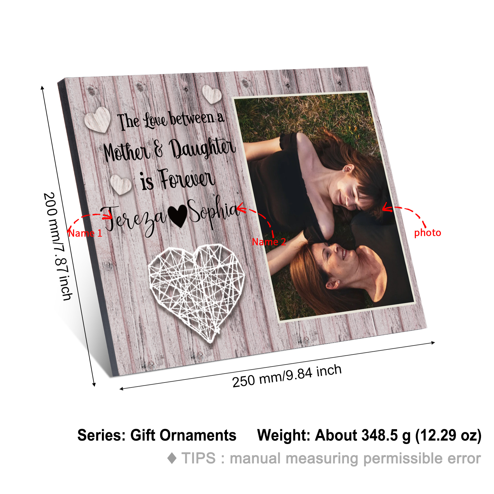 Mother and Daughter Picture Board Customised Photo Keepsake Wood Signs Photo Frame Gifts For Mother/Daughter-Jessemade AU