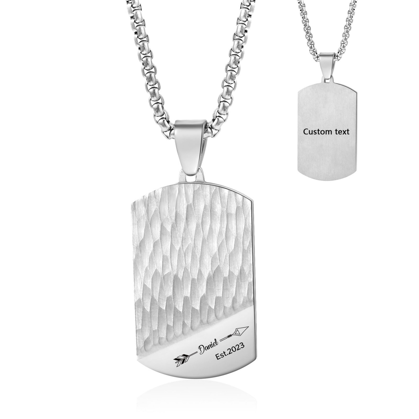 Personalised Men's Necklace Engraved Name & Date & Text Dog Tag Necklace Stainless Steel Gift for Him-Jessemade AU